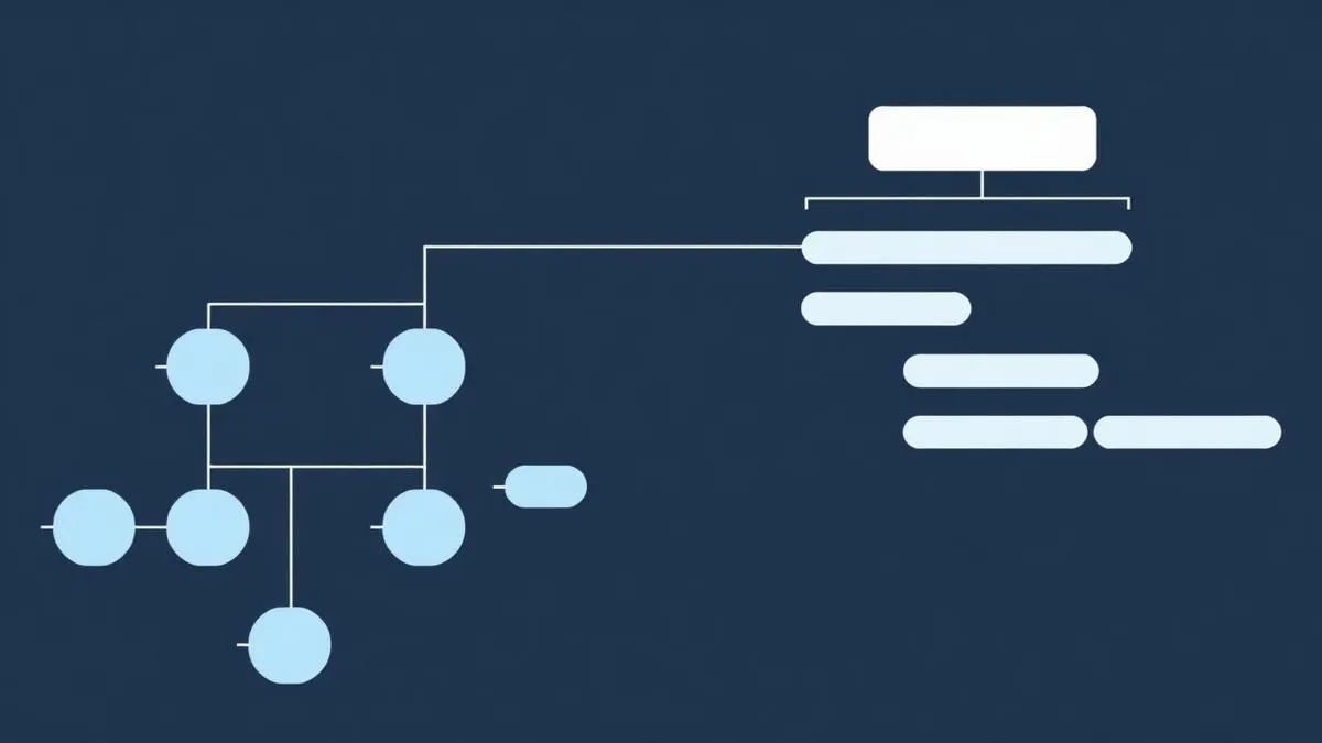 Abstract work breakdown structure tree beside schedule bars