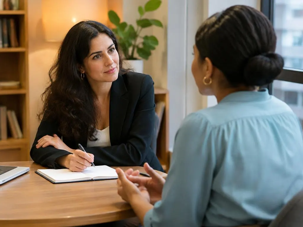 Project manager listening carefully during a one-to-one conversation